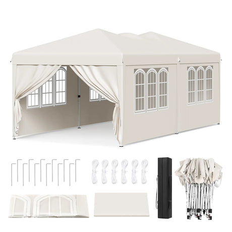 BukkitBow opvouwbare partytent 3x6m met pop-up design en 6 zijwanden voor buitenevenementen en feesten.