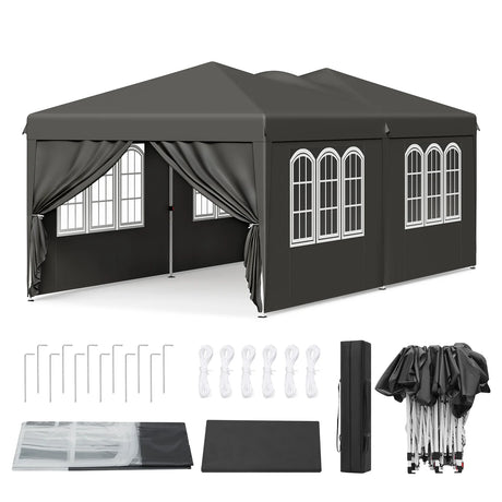 BukkitBow opvouwbare partytent 3x6m met pop-up ontwerp en 6 zijwanden, geschikt voor evenementen en buitenfeesten.