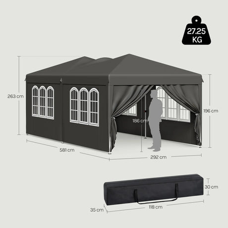 BukkitBow opvouwbare partytent 3x6m met pop-up ontwerp en zes zijwanden, geschikt voor buitenfeesten en evenementen