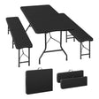 BukkitBow opvouwbare picknickset 3-delig in rattan look, inclusief tafel en stoelen, 180cm, perfect voor buitengebruik.