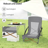 BukkitBow opvouwbare strandstoel met bekerhouder en draagtas, inclusief armleuning en comfortabele zitting, ideaal voor aan het strand.
