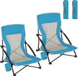 BukkitBow opvouwbare strandstoel met bekerhouder en draagtas, lichtgewicht en comfortabel voor relaxen op het strand
