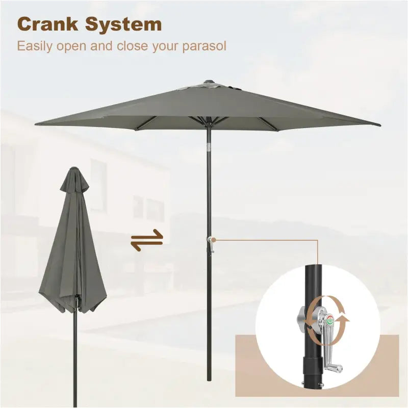 BukkitBow strandparasol, UV-bestendig en zeshoekig, 45° buigbaar met handslinger voor schaduw op het strand.