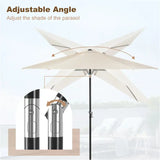 BukkitBow strandparasol, UV-bestendig, zeshoekig met 45° buigbare steel en handslinger voor schaduw op het strand