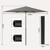 BukkitBow strandparasol, UV-bestendig, zeshoekig met handslinger, 45° buigbaar voor schaduw op het strand