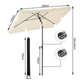 BukkitBow strandparasol UV-bestendig, waterdicht, 200x120 cm, 45° buigbaar voor schaduw en bescherming op het strand