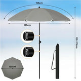 BukkitBow rond strandparasol, UV-bestendig, hoogte verstelbaar en 45° buigbaar voor schaduw op het strand