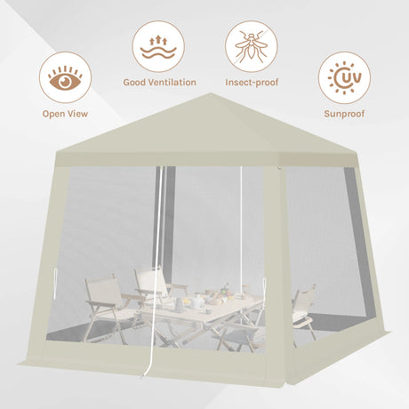 BukkitBow partytent 3x3m van polyester met muskietennet, geschikt als prieel of paviljoen voor in de tuin