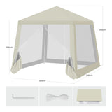 BukkitBow partytent 3x3m van polyester met muskietennet, prieel en paviljoen, ideaal voor tuinfeest of buitenbijeenkomst.