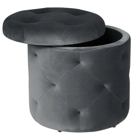 BukkitBow poef met fluweelzitting, praktische opbergruimte, elegante design, 39,5x40cm, comfortabele kruk voor woonkamer of slaapkamer