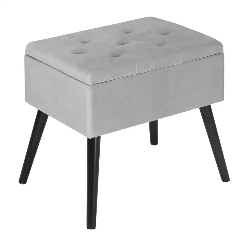 BukkitBow poef met fluwelen laag en opbergruimte, multifunctioneel en comfortabel zittend, afmetingen 50x35x45 cm.