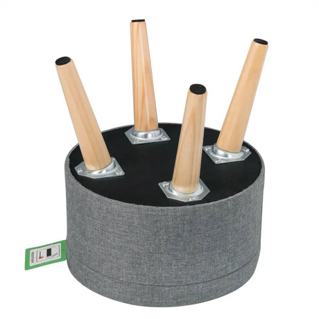 BukkitBow poef met linnen of fluweel bekleding, duurzame voetenbank met 32 cm zitoppervlak, comfortabele zitting.