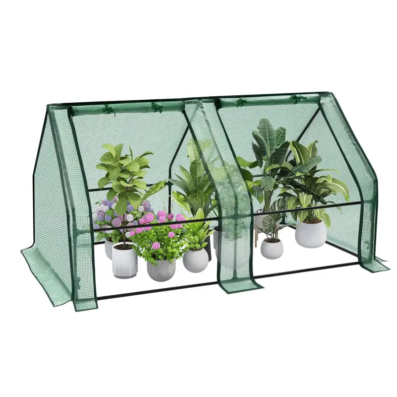 BukkitBow polytunnel tuinkas voor groenten teelt, winterproof, compact met 2 grote luiken, 180x90x90 cm.