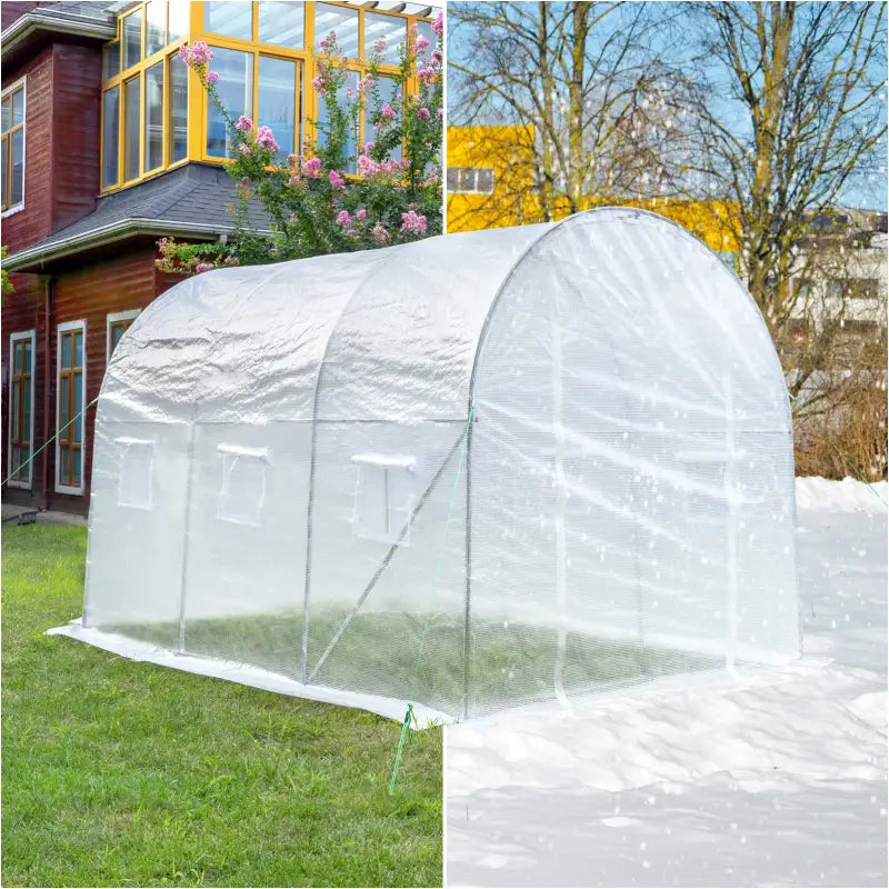 BukkitBow polytunnel tuinkas voor groenteteelt, winterproof, compacte tuinkas met deur en 6 ramen, 300x200x190 cm