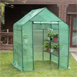BukkitBow polytunnel tuinkas voor groenteteelt, winterproof, met groot luik en drie bloemenplanken, afmetingen 143x143x195 cm