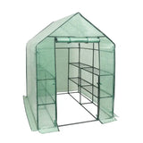 BukkitBow polytunnel tuinkas voor groenten, winterproof, compact, met groot luik en drie bloemenplanken, 143x143x195 cm