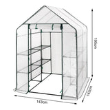 BukkitBow polytunnel tuinkas voor groenten, winterproof, compact ontwerp met groot luik en drie bloemenplanken, 143x143x195 cm