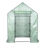 BukkitBow polytunnel tuinkas voor groenten, winterproof, compact met groot luik en drie bloemenplanken, 143x215x195cm