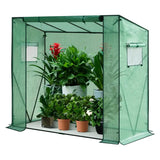 BukkitBow polytunnel tuinkas voor groenten teelt, compact ontwerp met groot luik en drie bloemenplanken, 200x169x77cm