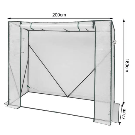 BukkitBow polytunnel tuinkas voor groenten teelt, winterproof, compact met groot luik en drie bloemenplanken, 200x169x77cm