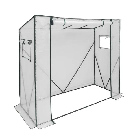 BukkitBow polytunnel tuinkas voor groenten, winterproof, compact met groot luik en drie bloemenplanken, 200x169x77 cm