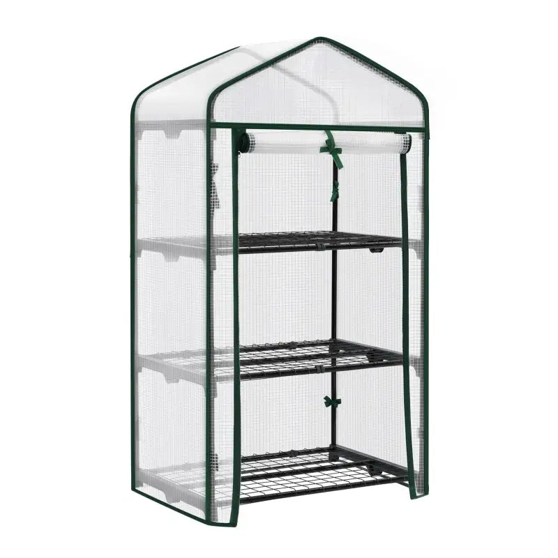 BukkitBow polytunnel tuinkas voor groenten, winterproof, compact ontwerp met groot luik en drie bloemenplanken, 69x125x49cm