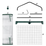 BukkitBow polytunnel tuinkas voor groenten teelt, compact met groot luik en 3 bloemenplanken, 69x125x49cm, winterproof en duurzaam.