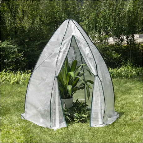 BukkitBow polytunnel tuinkas voor groenten teelt, winterproof, compact met groot luik en raam, 140x140x180 cm.