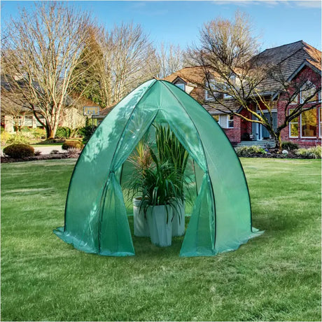 BukkitBow polytunnel tuinkas voor groenten, winterproof, compact met groot luik en raam, afmetingen 240x240x200 cm.