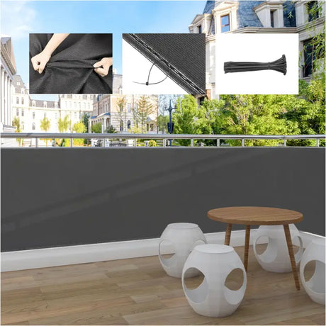 BukkitBow privacy scherm in antraciet, 180g/m², schaduwend 85%, temperatuurbestendig, inclusief 50 kabelbinders voor privacy.