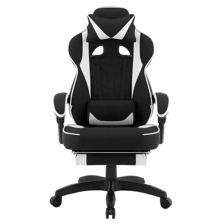 BukkitBow racing gamestoel in fluweel met rug- en neksteun, voetsteun, 49 cm hoog, comfortabele gaming stoel.