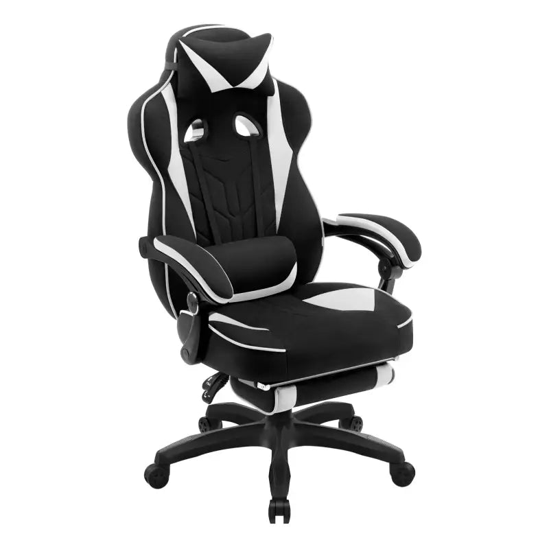 BukkitBow racing gaming stoel met fluwelen bekleding, rug- en nekkussen, voetsteun, hoogte 49 cm, ergonomisch ontworpen.