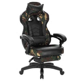 BukkitBow racing gamestoel met stof of leer, rug- en nekkussen, voetsteun en hoogte van 45-52 cm, geschikt voor gamen en werken