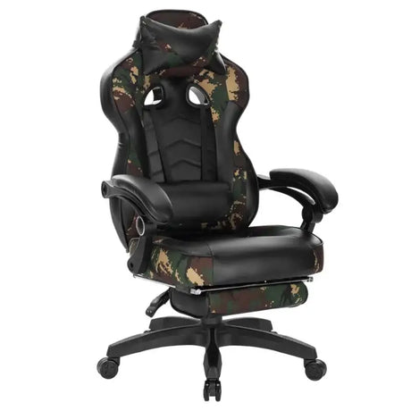 BukkitBow racing gamestoel met stof of leer, rug- en nekkussen, voetsteun, hoogte 45-52cm, voor comfortabel gamen