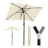 Rechthoekige BukkitBow parasol met sling en kantelfunctie, 200x135cm, buitenparasol voor schaduw en comfort.