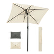 Rechthoekige BukkitBow parasol met slinger en kantelfunctie, 200x135cm, stijlvolle tuinparasol met verstelbare kantelfunctie
