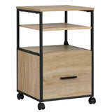 Vrijkomende BukkitBow rolcontainer archiefkast met 1 lade en 2 open vakken, afmetingen 40x40x66 cm, zwart metalen ontwerp