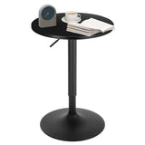 Ronde BukkitBow bartafel van MDF en metaal, in wit of zwart, 52cm diameter, hoogte verstelbaar en draaibaar.