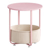 Ronde BukkitBow bijzettafel met stoffen opbergmand en metalen frame, modern en stijlvol interieuraccessoire