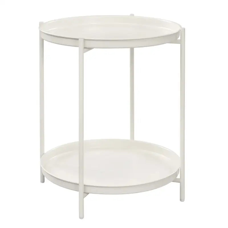 Ronde BukkitBow bijzettafel van metaal met afneembare dienbladen, diameter 44cm en hoogte 53cm, modern design.