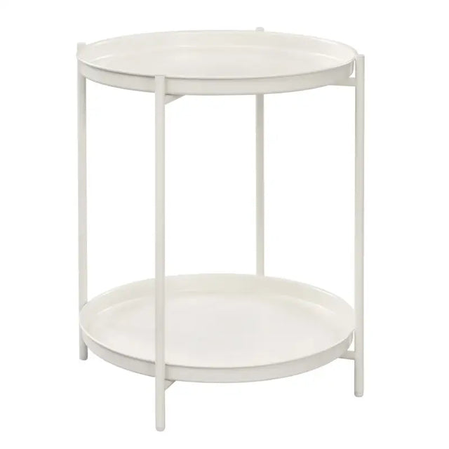 Ronde BukkitBow bijzettafel van metaal met afneembare dienbladen, diameter 44cm en hoogte 53cm, modern design.