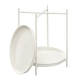 Ronde metalen bijzettafel van BukkitBow met afneembare dienbladen, diameter 44cm en hoogte 53cm, modern design.