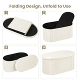 BukkitBow ronde compacte opbergpoef en zitkist met deksel, vloeiend design, opvouwbaar, voetsbank en opbergruimte, 38x38x36 cm