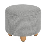 Ronde BukkitBow opbergpoef met zitkist, voetenbank met opbergruimte, 39x39x33 cm, zacht gestoffeerd en multifunctioneel.