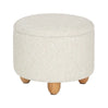 Ronde BukkitBow opbergpoef met zitkist en voetenbank, 39x39x33 cm, met opbergruimte en houten deksel in neutrale kleur