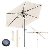 BukkitBow ronde parasol 300cm met solar LED-verlichting en beschermhoes, grote tuparasol voor buitengebruik