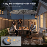 Ronde BukkitBow parasol van 300cm met solar LED-verlichting en beschermhoes, geschikt voor buitengebruik
