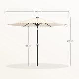 Ronde BukkitBow parasol 300cm met solar LED-verlichting en beschermhoes, ideaal voor buitenruimte en zonbescherming.