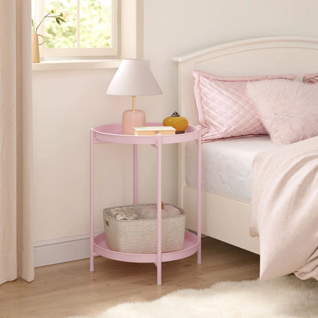 Ronde salontafel van metaal van BukkitBow met twee afneembare dienbladen, modern bijzettafel voor woonkamer decor.