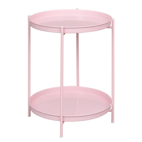 Ronde salontafel van BukkitBow van metaal met twee afneembare dienbladen, modern bijzettafel voor woonkamer of salon.